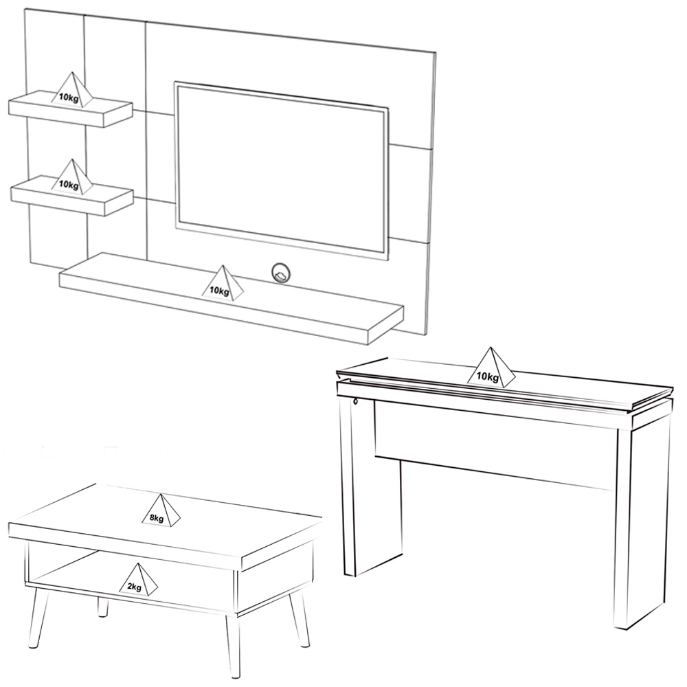 Painel TV Mesa Aparador Sala de Estar CHL43 Pinho Off White ARLY