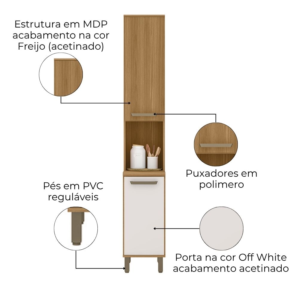 Paneleiro 2 Portas 228X36 cm Cria J00172 Freijo Off White PLN