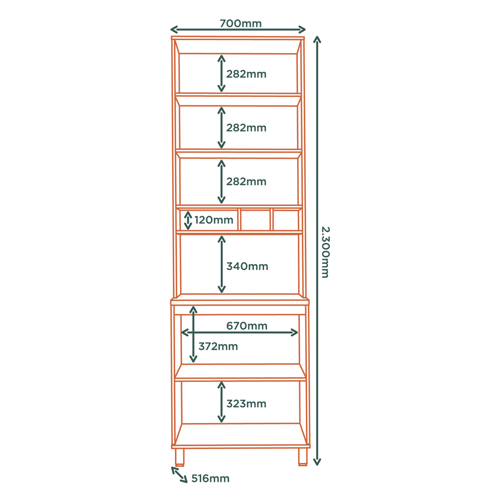Paneleiro 4 Portas MDF 70 cm Tosc PTO01 Freijo Jade MXM