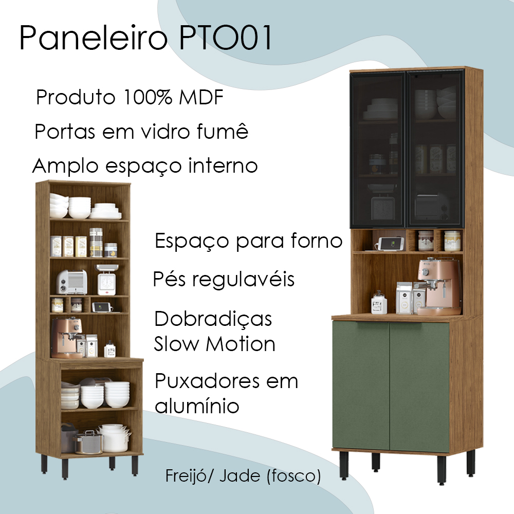 Paneleiro 4 Portas MDF 70 cm Tosc PTO01 Freijo Jade MXM