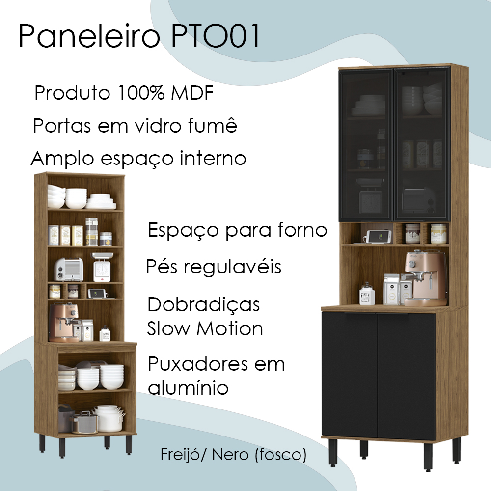 Paneleiro 4 Portas MDF 70 cm Tosc PTO01 Freijo Nero MXM