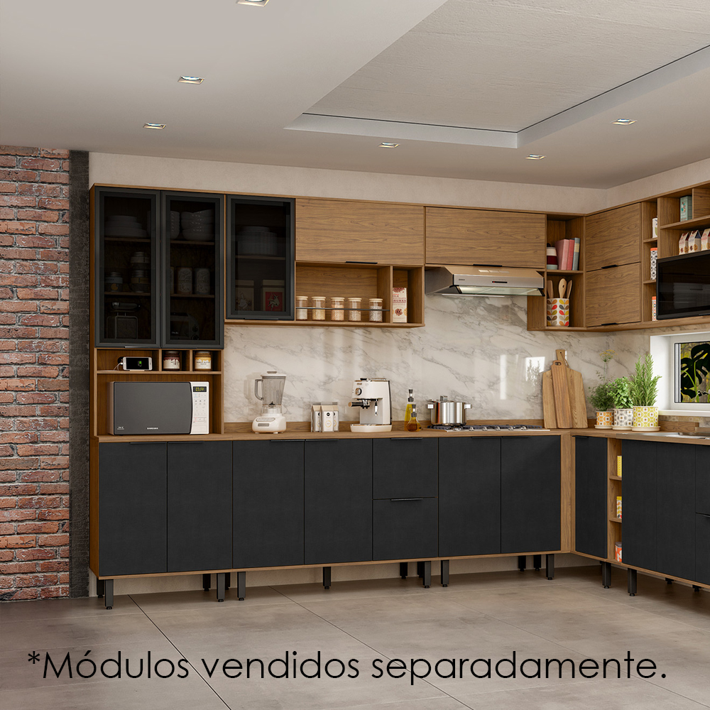 Paneleiro 4 Portas MDF 70 cm Tosc PTO01 Freijo Nero MXM