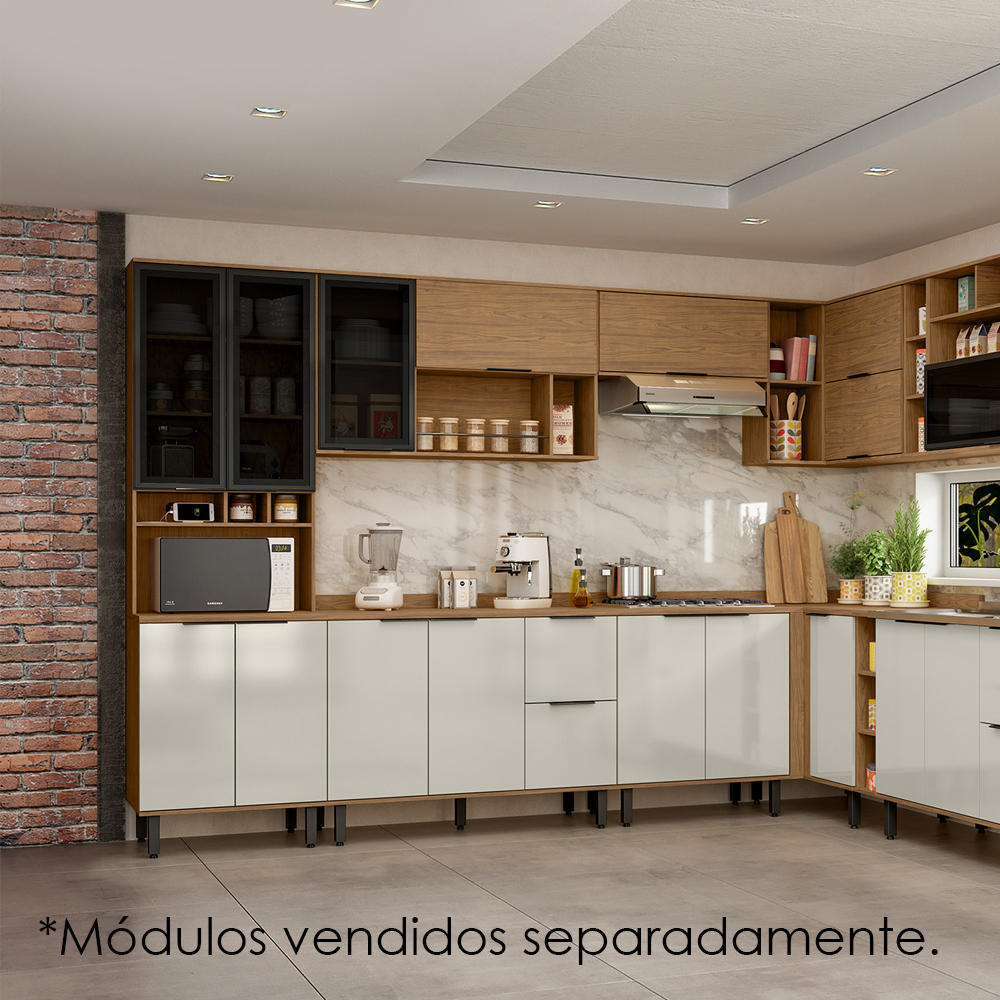 Paneleiro 4 Portas MDF 70 cm Tosc PTO01 Freijo Off White MXM