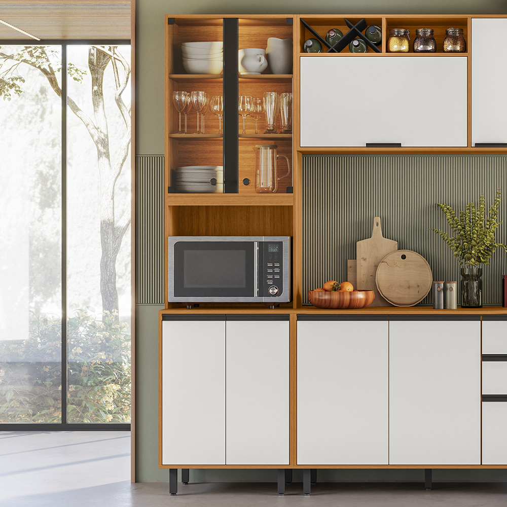 Paneleiro 4P Vidro 220x60 cm 12635 Raven Freijo Off White PLN