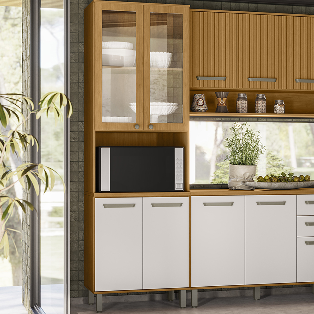 Paneleiro 4P Vidro 228x70 cm Cria J00156 Freijo Off White PLN