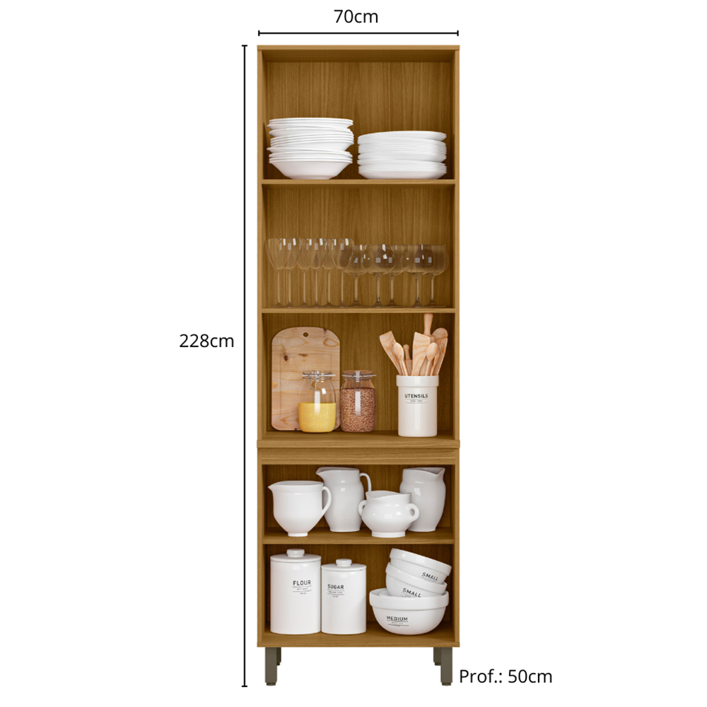 Paneleiro 4P Vidro 228x70 cm Cria J00156 Freijo Off White PLN