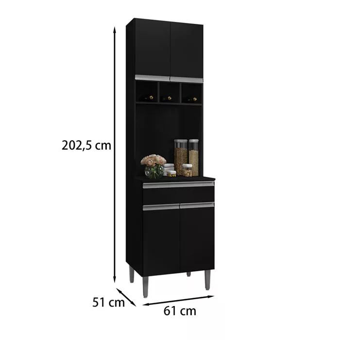 Paneleiro Duplo 4 Portas 61cm Andreia Preto REAJL Moveis