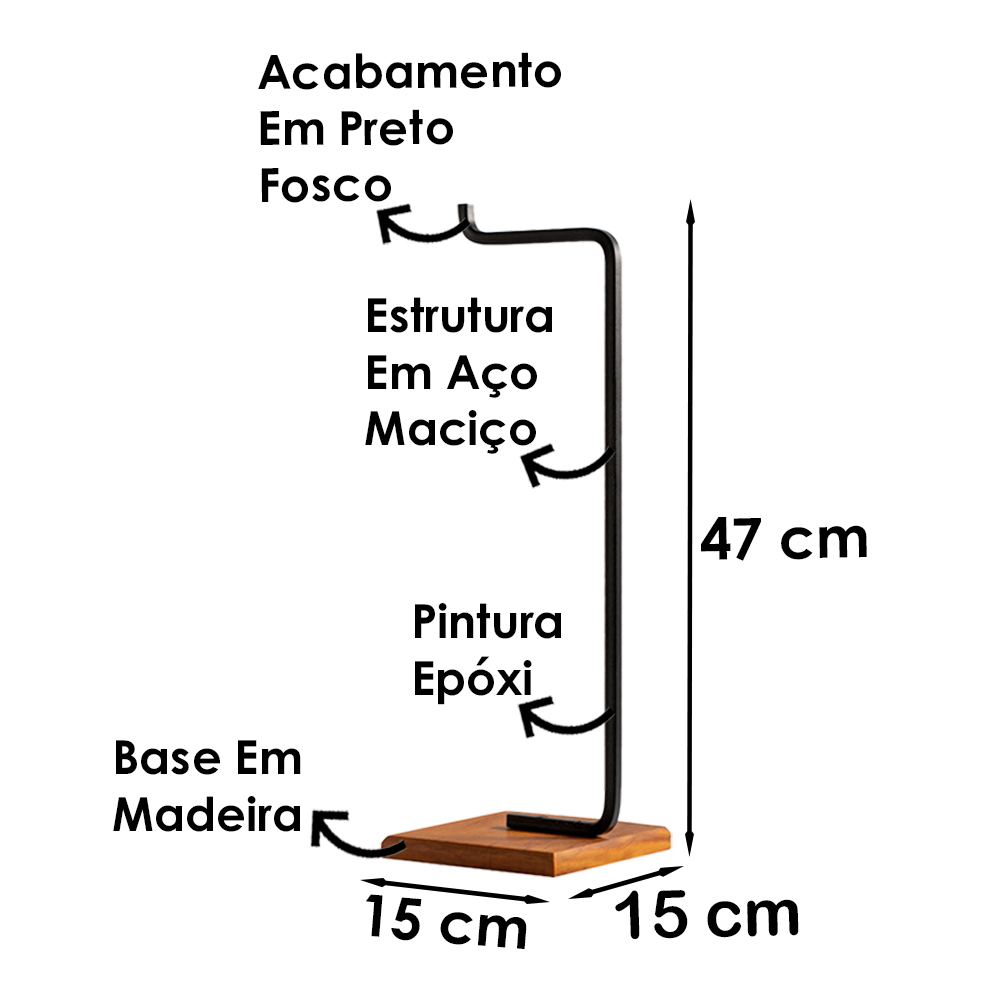 Papeleira Porta Papel Chão Banheiro Lovell Base Madeira Peroba Preto DHom
