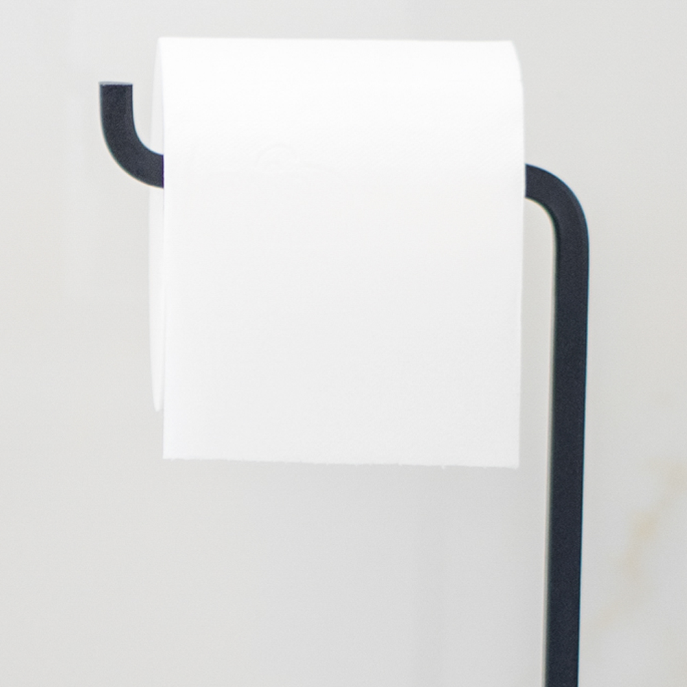 Papeleira Porta Papel Chão Banheiro Lovell Base Madeira Peroba Preto DHom