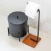 Papeleira Porta Papel Chão Banheiro Lovell Base Madeira Peroba Preto DHom