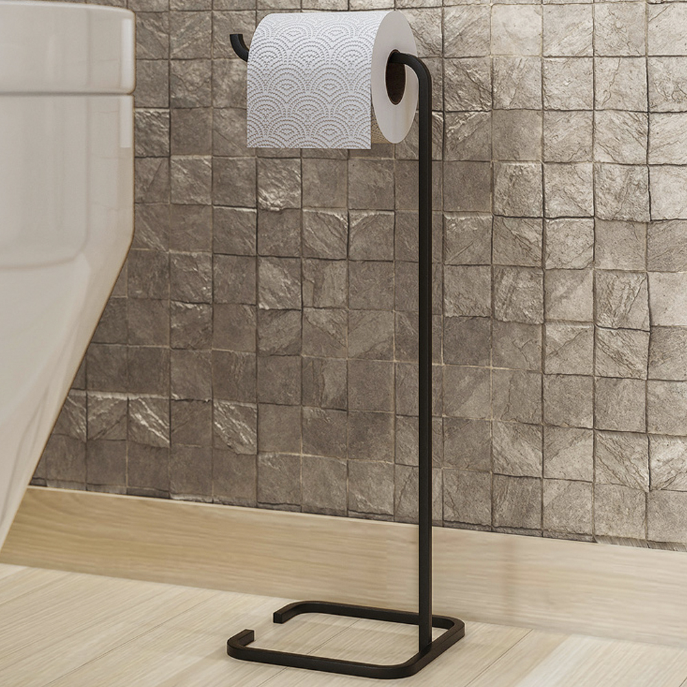 Papeleira Porta Papel De Chão Lovell Banheiro Lavabo Preto DHom