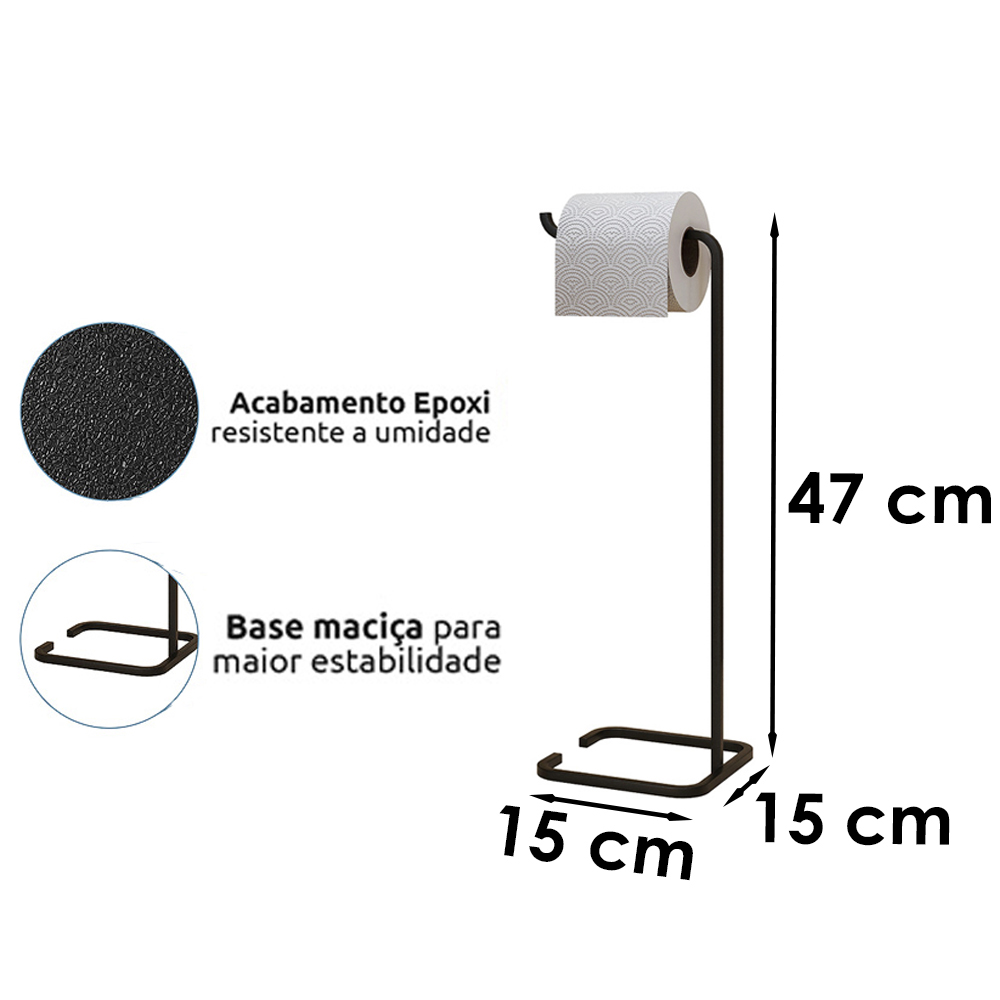 Papeleira Porta Papel De Chão Lovell Banheiro Lavabo Preto DHom