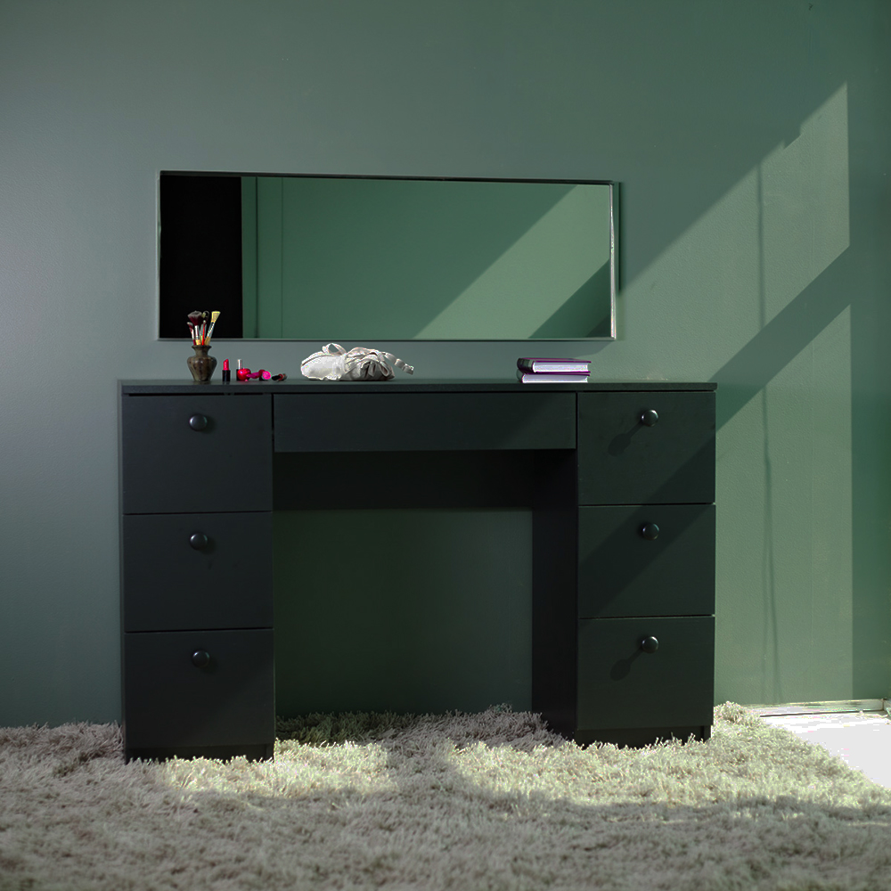 Penteadeira Escrivaninha 7 Gavetas 118 cm PE100 Preto Dtall