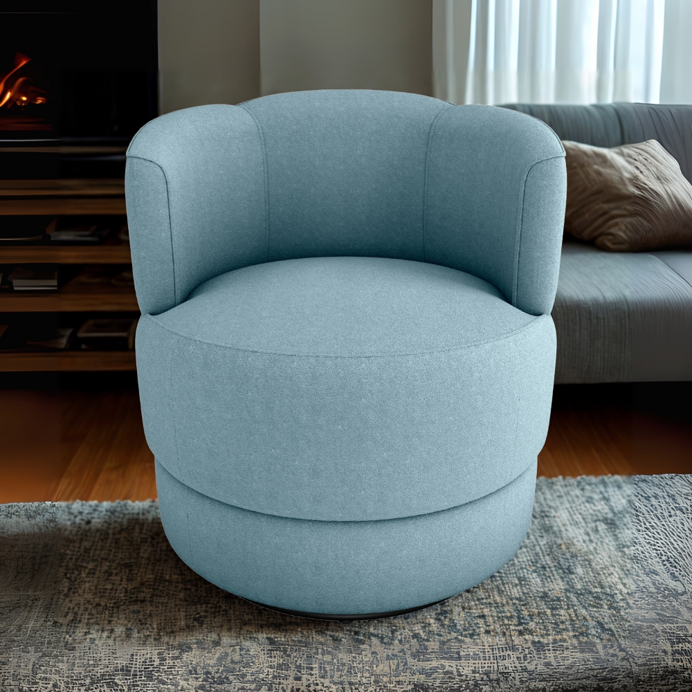 Poltrona Base Giratoria Marselha Boucle F495 Azul Milani Store