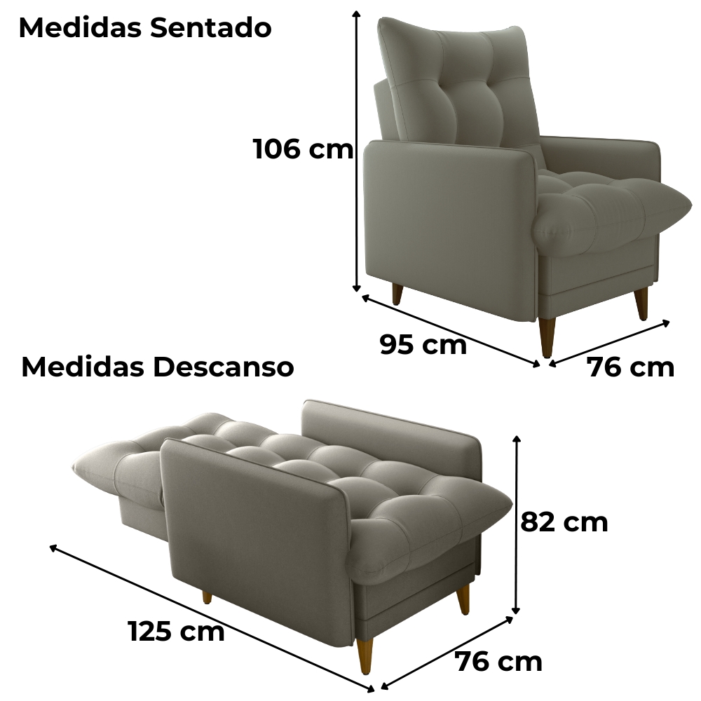 Poltrona De Amamentaçao E Puff Montreal Veludo Light Marrom Claro Milani Store
