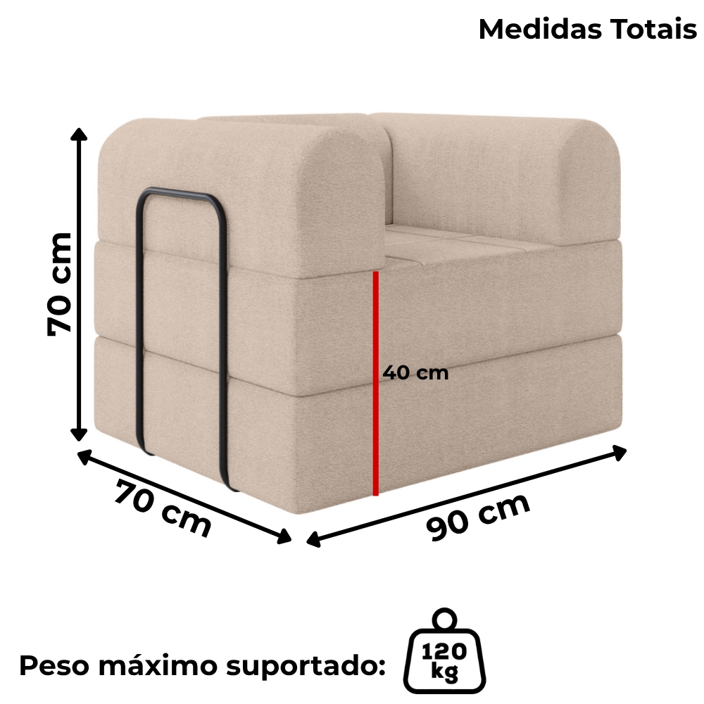 Poltrona Decorativa 90 cm Pes Metal Monaco Boucle Bege Milani Store
