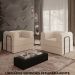 Poltrona Decorativa 90 cm Pes Metal Monaco Boucle Bege Milani Store