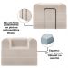 Poltrona Decorativa 90 cm Pes Metal Monaco Linho Bege Milani Store