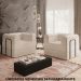 Poltrona Decorativa 90 cm Pes Metal Monaco Linho Bege Milani Store
