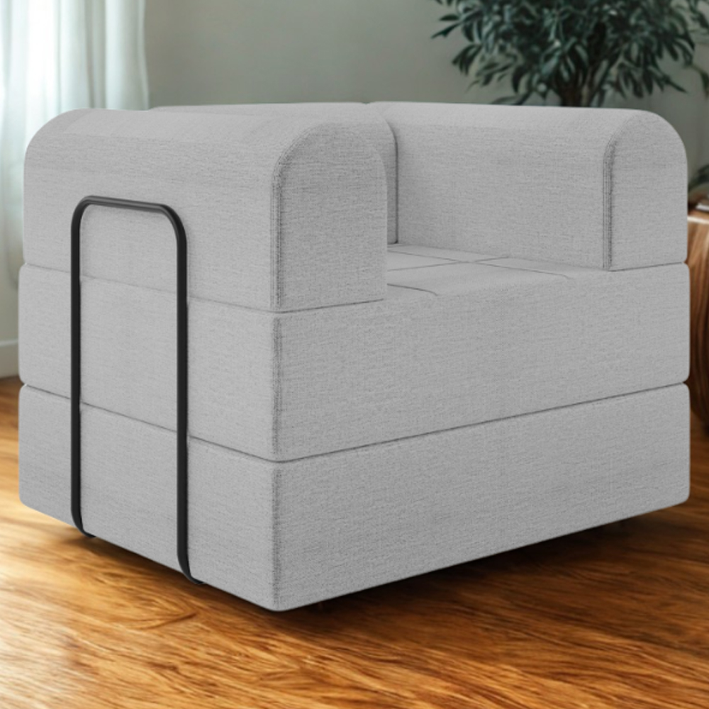Poltrona Decorativa 90 cm Pes Metal Monaco Linho Cinza Milani Store