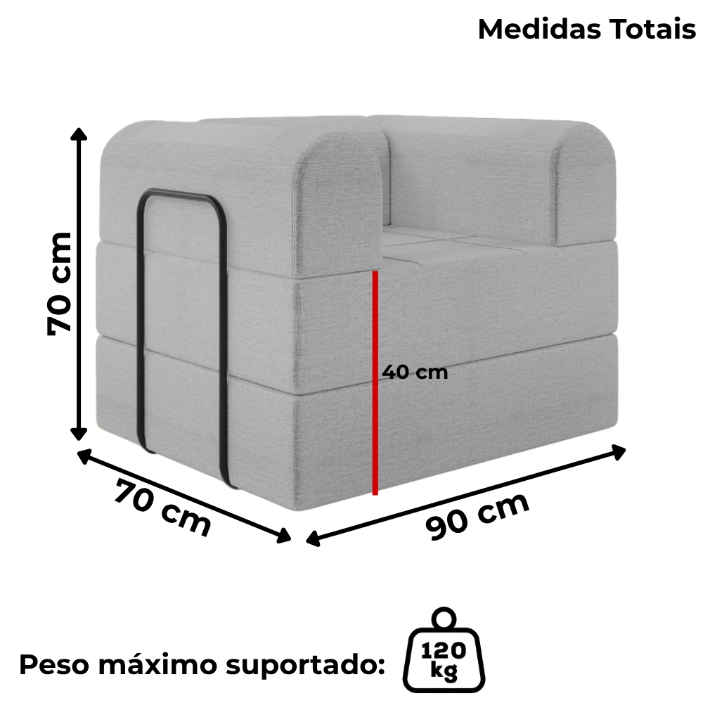 Poltrona Decorativa 90 cm Pes Metal Monaco Linho Cinza Milani Store
