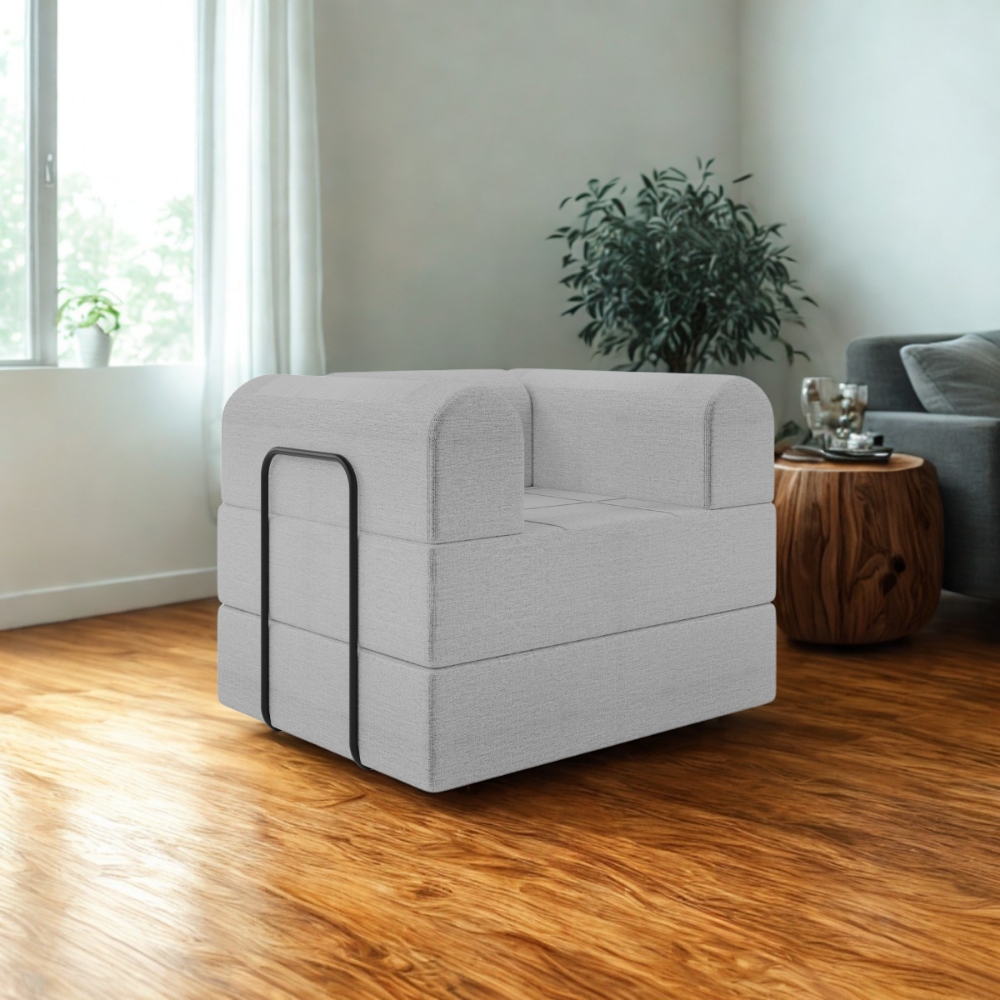 Poltrona Decorativa 90 cm Pes Metal Monaco Linho Cinza Milani Store