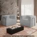 Poltrona Decorativa 90 cm Pes Metal Monaco Linho Cinza Milani Store