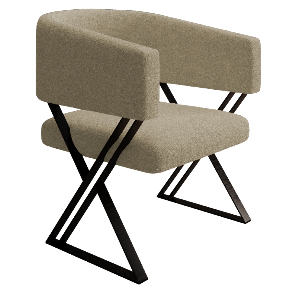 Poltrona Decorativa Mirela Pes Metal Boucle Bege VConcept