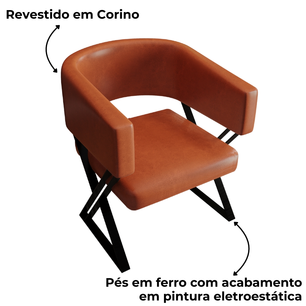 Poltrona Decorativa Mirela Pes Metal Corino New Dallas VConcept