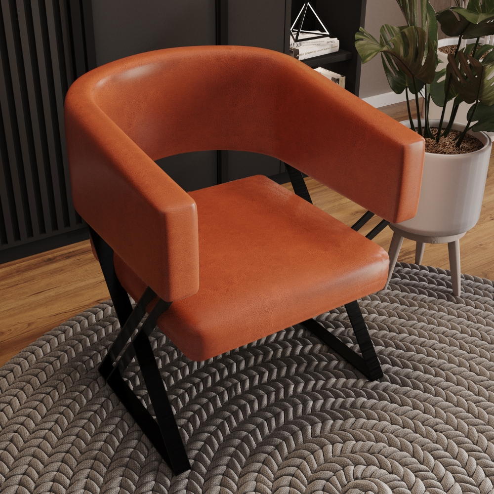 Poltrona Decorativa Mirela Pes Metal Corino New Dallas VConcept