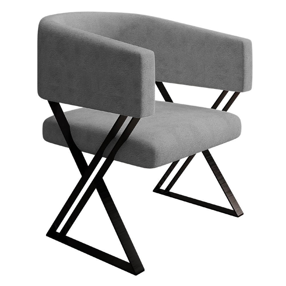 Poltrona Decorativa Mirela Pes Metal Linho Cinza VConcept
