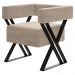 Poltrona Decorativa Pes Metal Mirela Linho Bege Milani Store