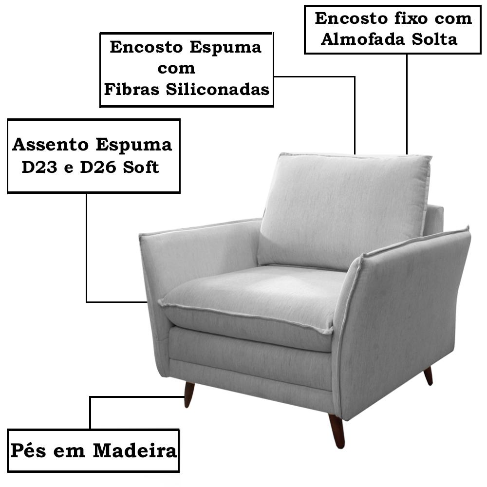 Poltrona Decorativa Pes Palito 2519 Linho 12053 Graz