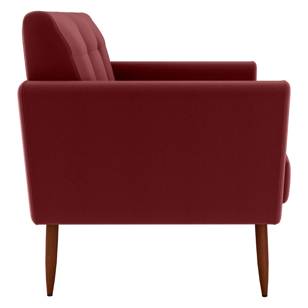 Poltrona Decorativa Pes Palito Cancun Veludo E432 Vermelho Milani Store
