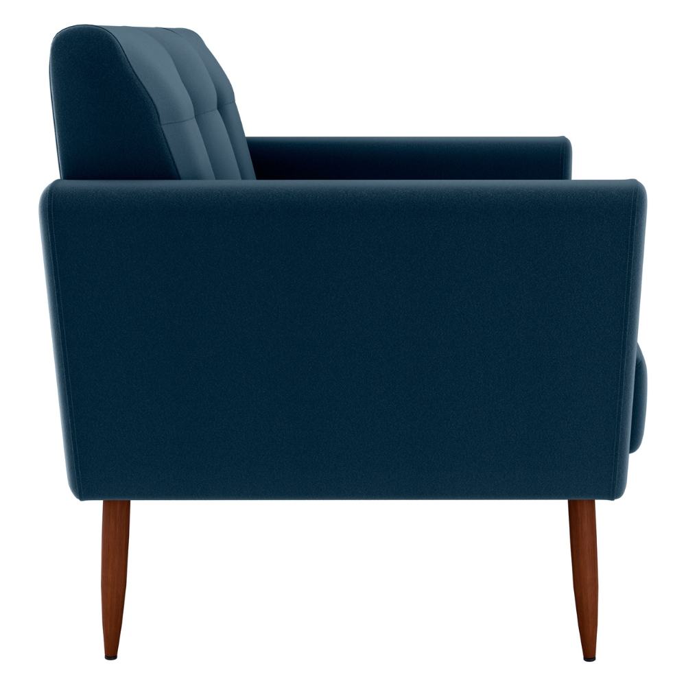Poltrona Decorativa Pes Palito Cancun Veludo E433 Azul Milani Store