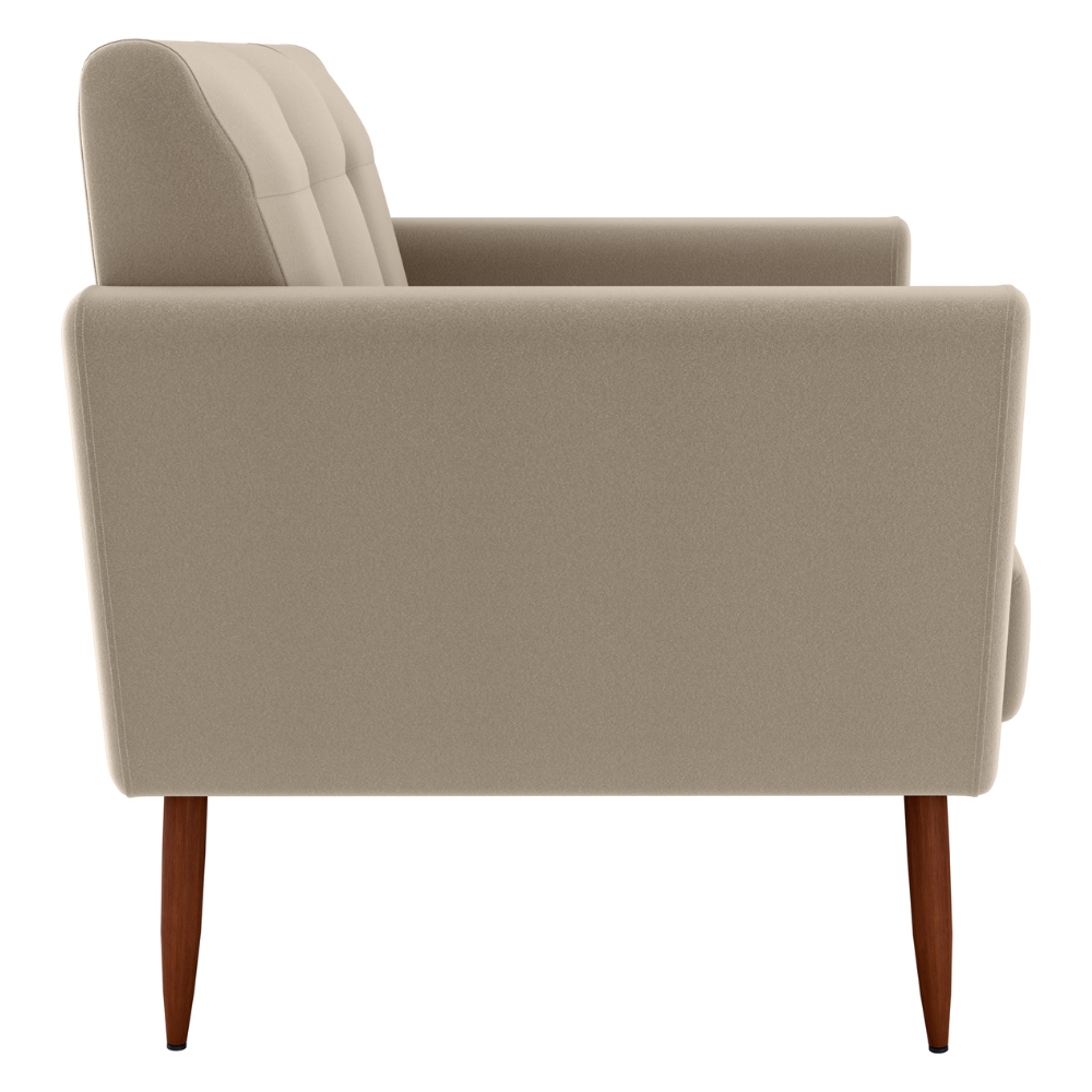 Poltrona Decorativa Pes Palito Cancun Veludo E434 Marrom Claro Milani Store