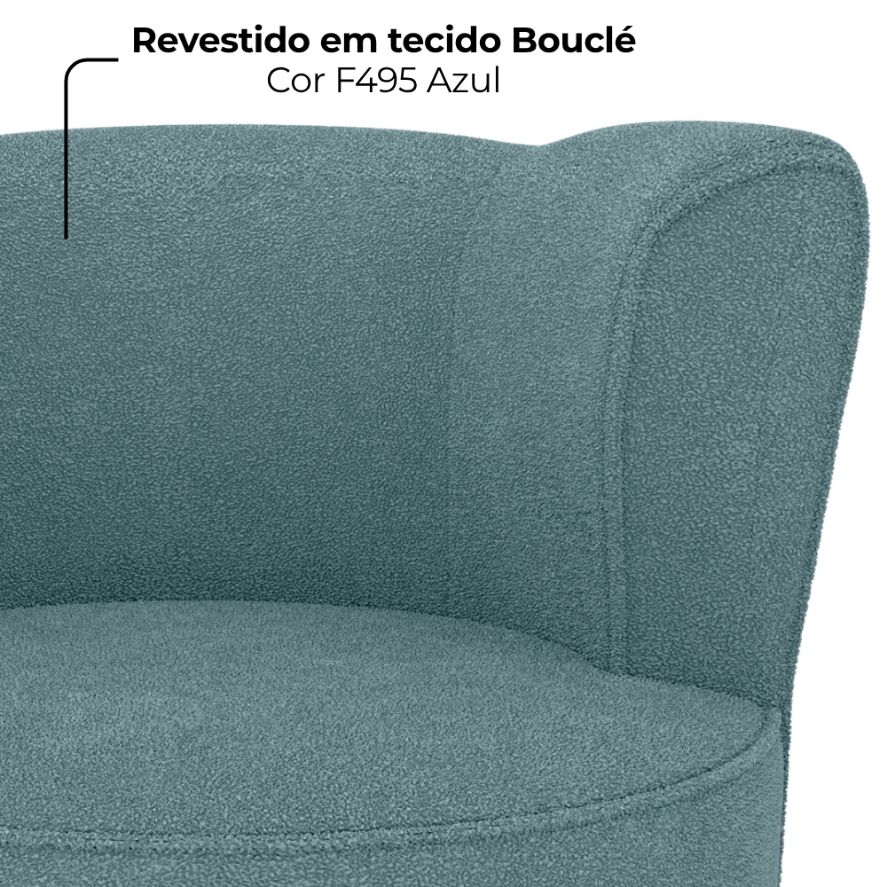 Poltrona Decorativa Pes Palito Savana Boucle Azul Milani Store
