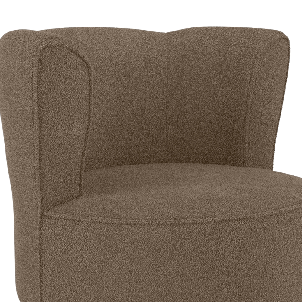 Poltrona Decorativa Pes Palito Savana Boucle Marrom Milani Store