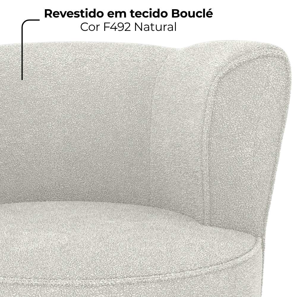 Poltrona Decorativa Pes Palito Savana Boucle Natural Milani Store