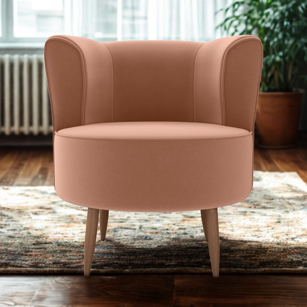 Poltrona Decorativa Pes Palito Savana Veludo Inca Ferrugem Milani Store