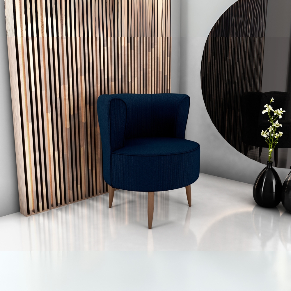 Poltrona Decorativa Pes Palito Savana Veludo Light Azul Milani Store
