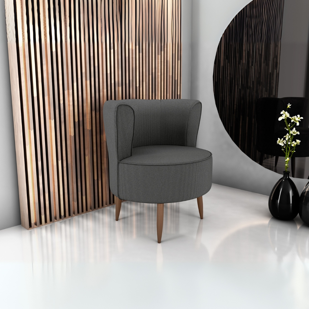Poltrona Decorativa Pes Palito Savana Veludo Light Cinza Milani Store