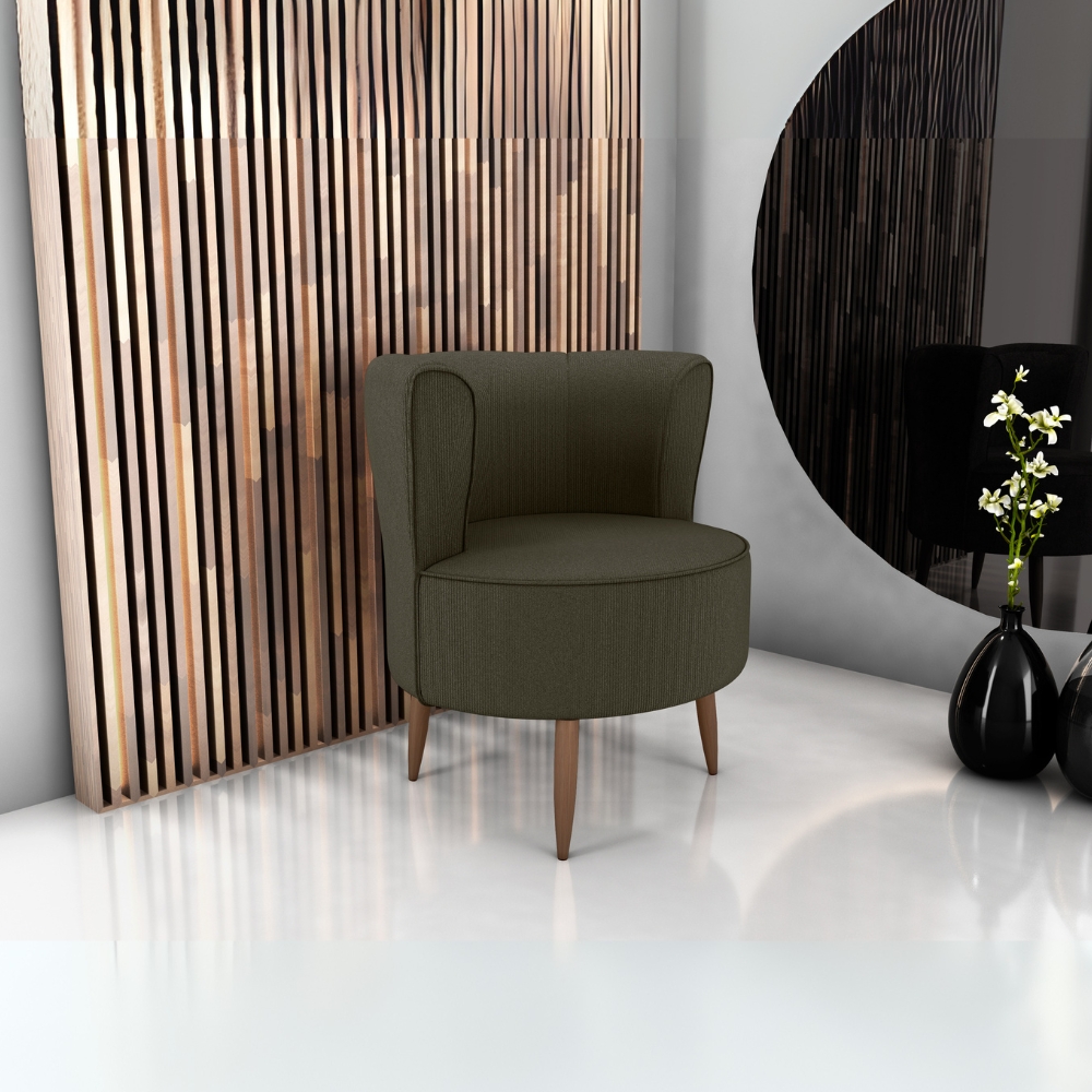 Poltrona Decorativa Pes Palito Savana Veludo Light Marrom Claro Milani Store