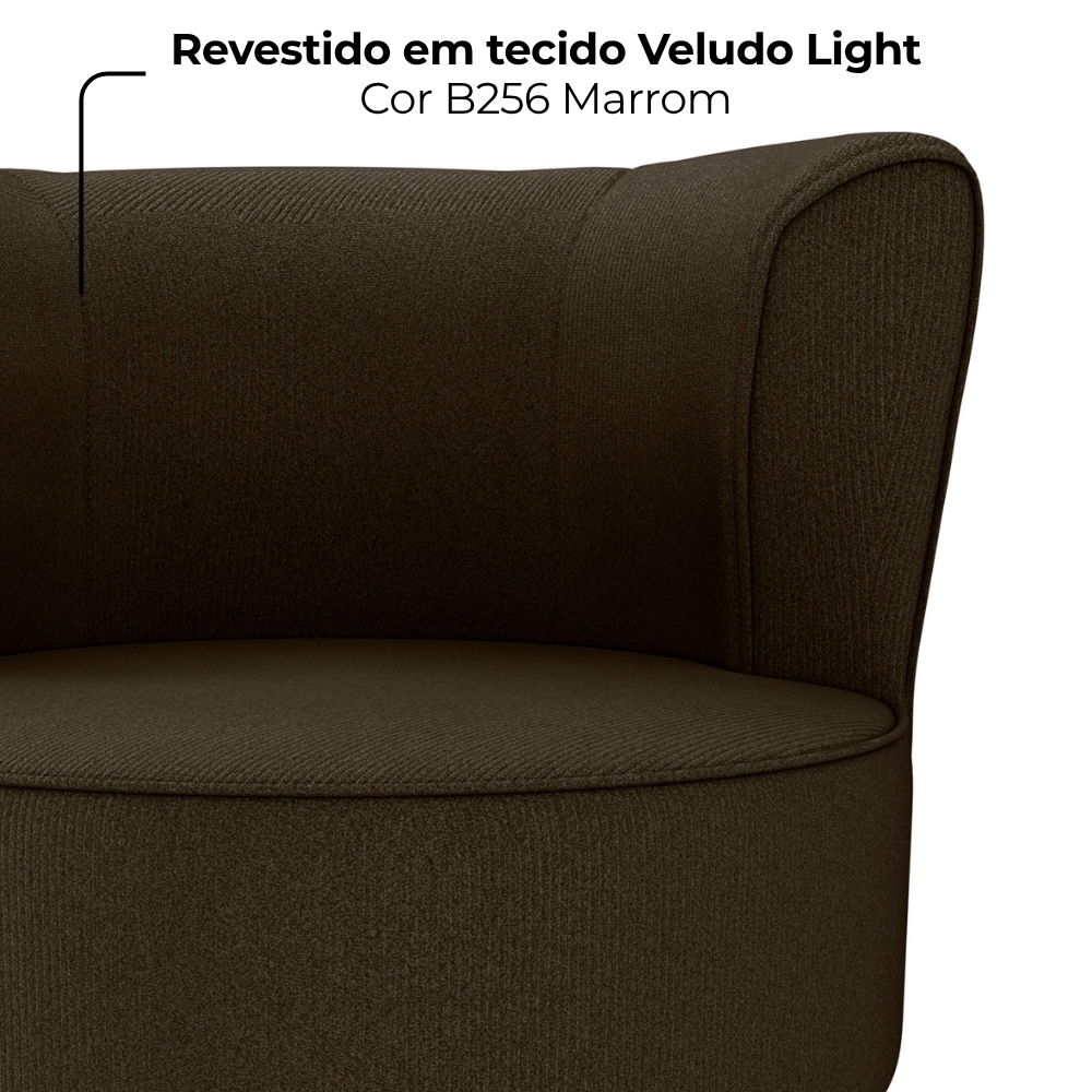 Poltrona Decorativa Pes Palito Savana Veludo Light Marrom Milani Store