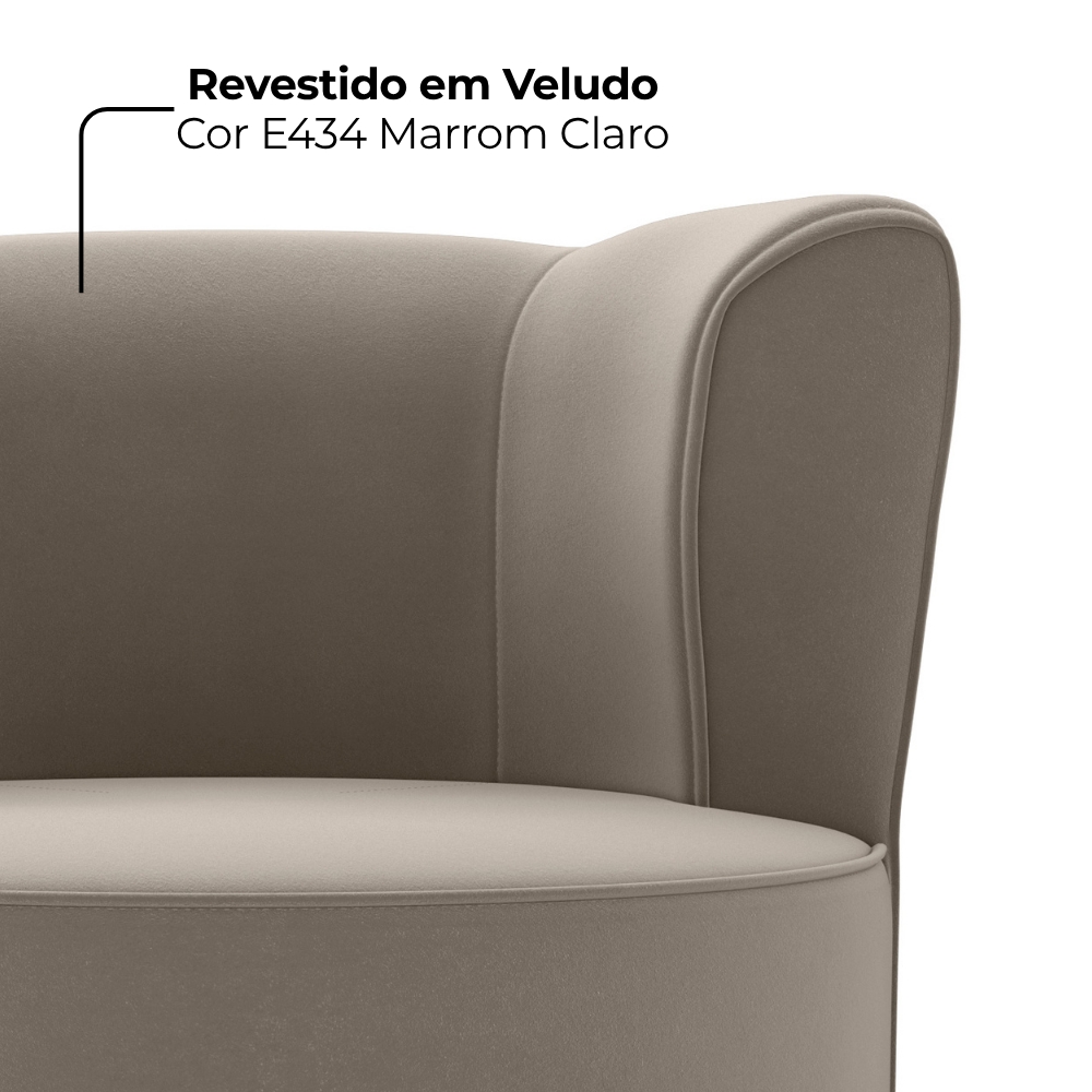 Poltrona Decorativa Pes Palito Savana Veludo Marrom Claro Milani Store