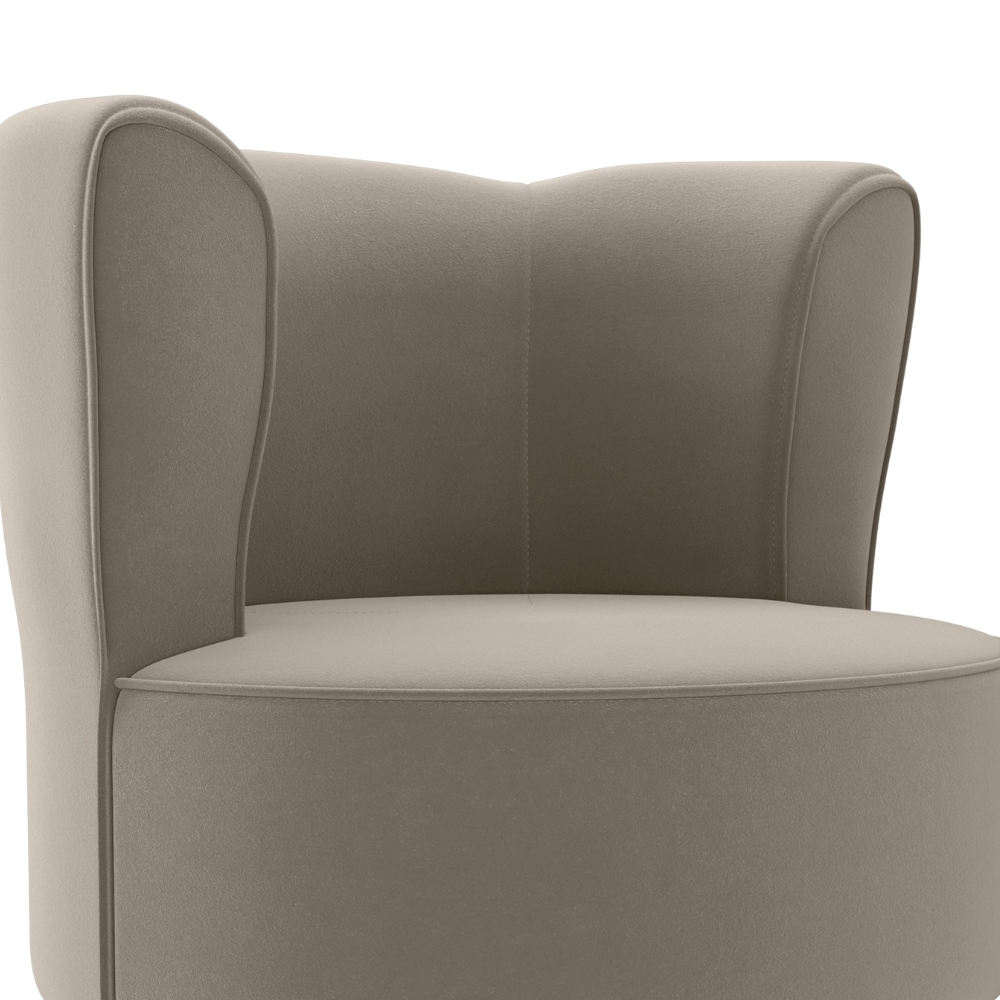 Poltrona Decorativa Pes Palito Savana Veludo Marrom Claro Milani Store