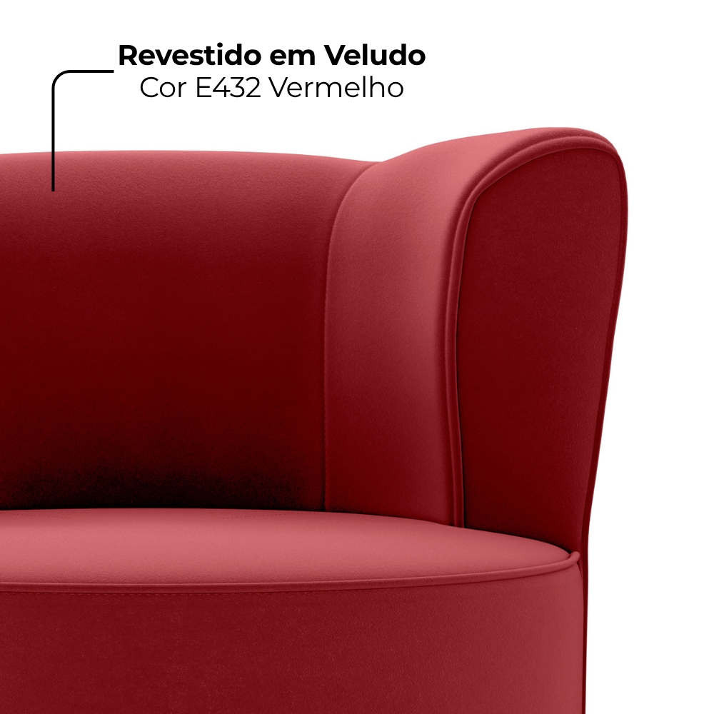 Poltrona Decorativa Pes Palito Savana Veludo Vermelho Milani Store