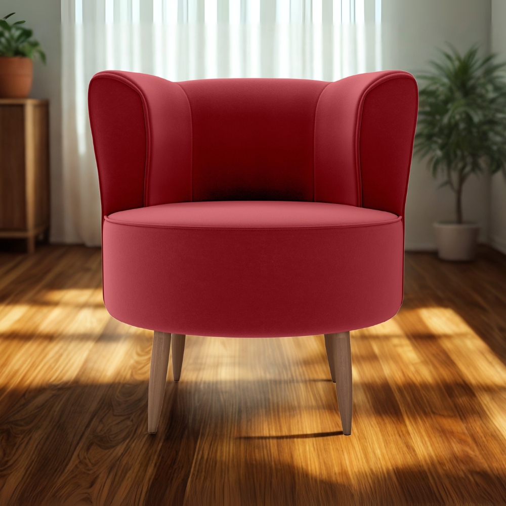 Poltrona Decorativa Pes Palito Savana Veludo Vermelho Milani Store