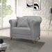 Poltrona Decorativa Retro Polo Com Almofada Linho Cinza Ezz