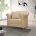 Poltrona Decorativa Retro Polo Com Almofada Linho Dourado Ezz